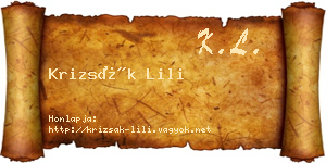 Krizsák Lili névjegykártya